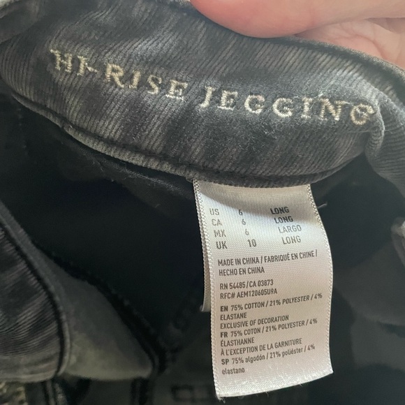 American Eagle Dark Gray Corduroy High Rise Jeggings Size 6 Long - Picture 6 of 9